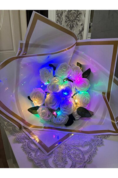 Teknoloji group 14’lü Beyaz Ledli Yapay Gül Buketi