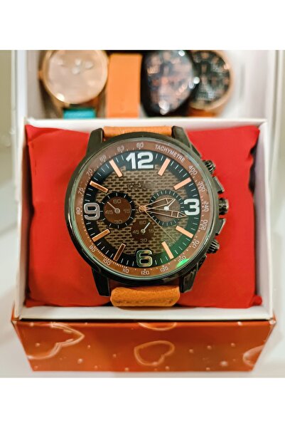 ASLANKAR retro kol saati metal kasa deri kordon dayanıklı malzeme.