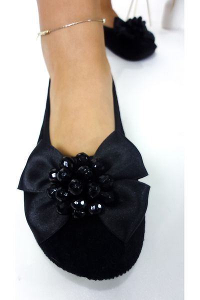 CEYDA SHOES Βελούδινες μπαλαρίνες με στολίδια για καθημερινή χρήση - δώρο, παντόφλες, μποτάκια και επίδειξη πιτ πιτ