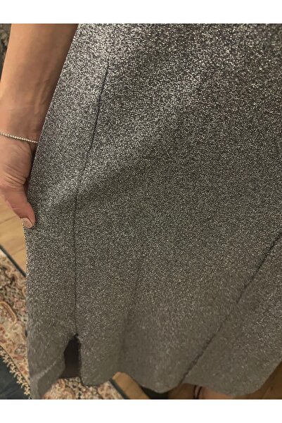 byFeyza Metalik Simli Elbise \ Şık Davet Elbisesi