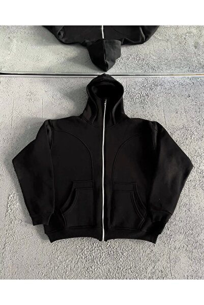 Violon سترة صوفية كبيرة الحجم بغطاء للرأس من 3 خيوط للجنسين