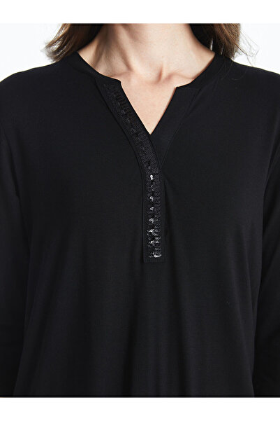 LC Waikiki Women's Blouse with Peaked Collar and Sequin Embroidery