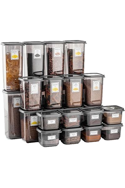 Home 24-Piece 48-Piece Set of Large Mega Square Food and Pulses Storage Containers 8X(0.50 Lt-1.10 Lt-1.70 Lt) with Tags