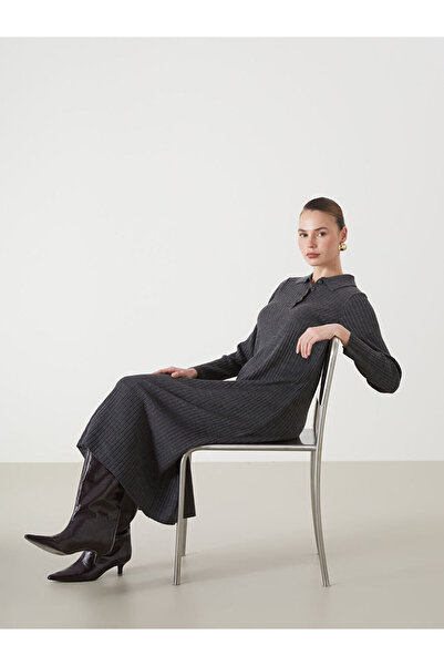 LC Waikiki LCW Gömlek Yaka Kadın Triko Elbise