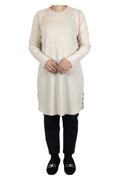 ECE GİYİM Women's Patterned Strick Tunic with Breaking Button Detail