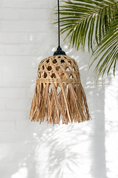 HAKİCİ Özel Üretim Doğal El Yapımı Püsküllü Hasır Avize