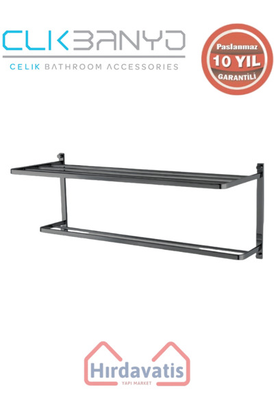 ÇELİK BANYO Paslanmaz Pirinç Mercan 2’li Havluluk 60cm Mat Siyah