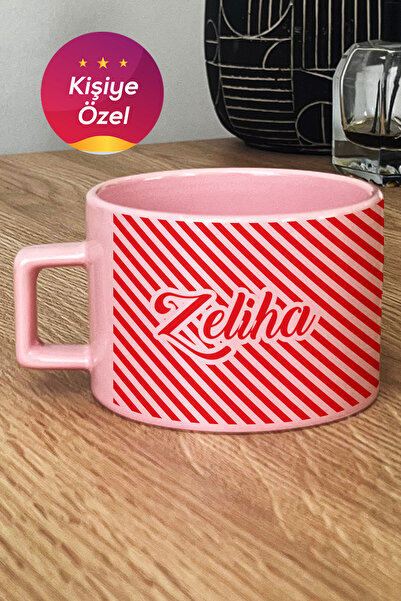 Hedizu Kişiye Özel Yılbaşı Temalı Pastel Fincan Pembe İsme Özel Yeni Yıl Hedi...