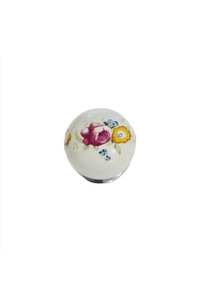 FESTIVALL White Porcelain Flower Patterned Chrome Base / 5 Pieces