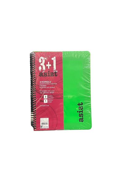 KESKİN COLOR 3+1 Bookmark Notebook Pp Cover 16.5X 22.5 cm 100 Sheets (3 Square + 1 Line)