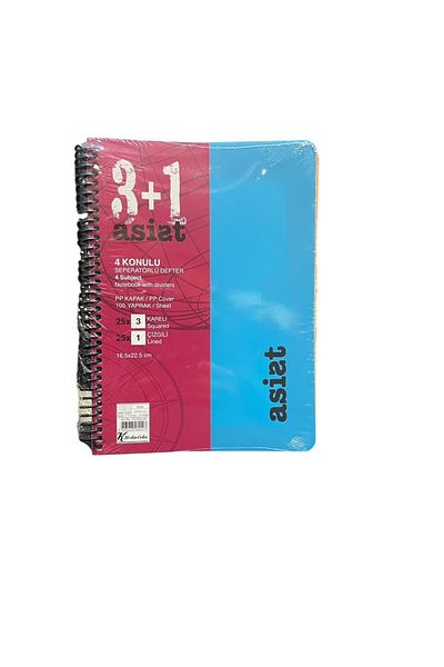 KESKİN COLOR 3+1 Coperți pentru caiet Pp 16,5x 22,5 cm 100 coli (3 pătrate + 1 cu rigle)