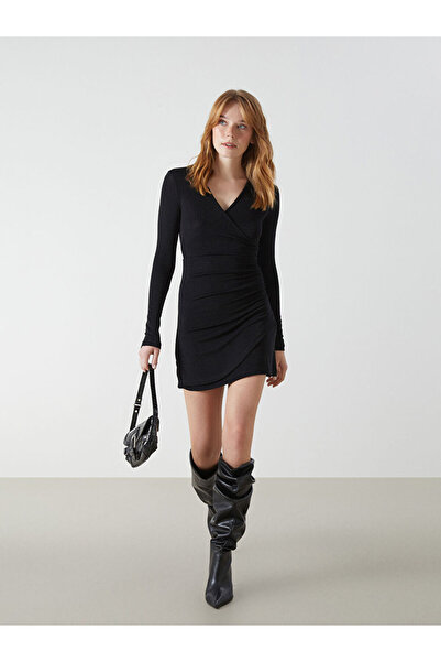 LC Waikiki LCW Kruvaze Yaka Desenli Kadın Elbise