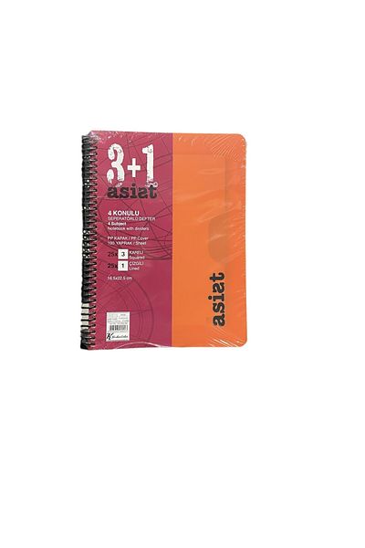 KESKİN COLOR 3+1 Bookmark Notebook Pp Cover 16.5X 22.5 cm 100 Sheets (3 Square + 1 Line)