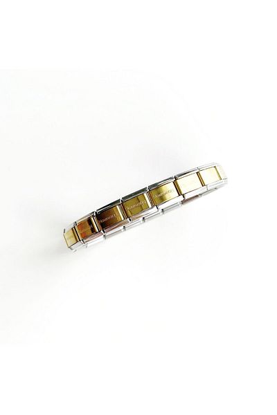 REYNA Italian Charm Steel Gold Silver Detail Bracelet