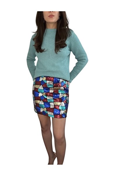 Butik Hepa-GG Renkli Payet İşlemeli Mini Etek