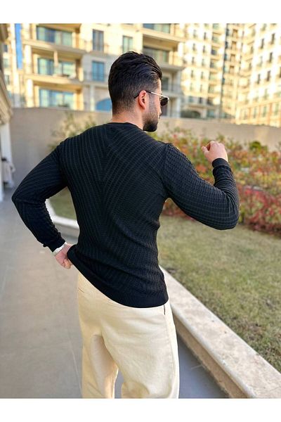 elkumoda Пуловер Slim Fit Non-Pilling от естествен памук с кръгло деколте Darkesim, плетен пуловер
