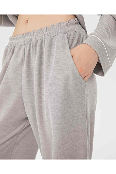 Ayma Active Long Gray Elastic Bias Classic Pajama Bottoms