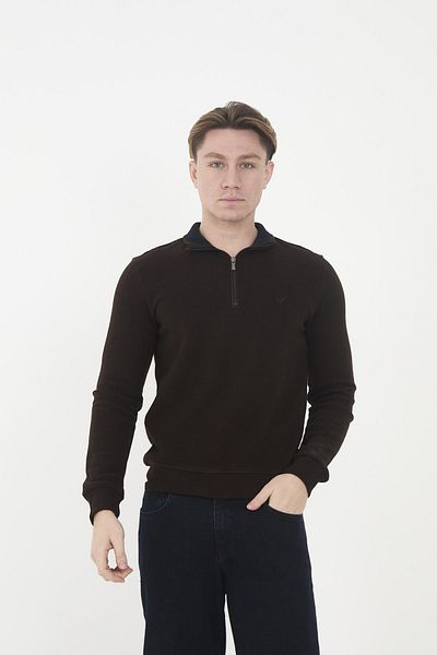 Maccali Men's Skyline Basic High-Top Zip-Up Winter Brown Sweatshirt