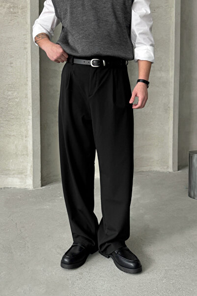 HYMAN Erkek Pileli Ekstra Baggy Kalıp Kumaş Pantolon