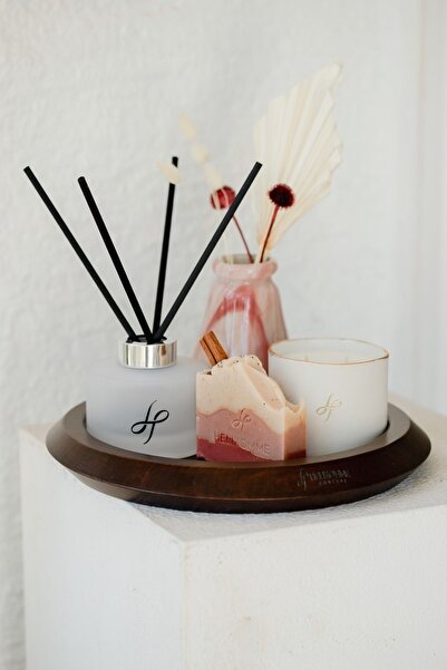 Helixomme Concept Banyo Dekoratif Tepsi Seti Ahşap Tepsi, Sunum Tabağı, Çok A...