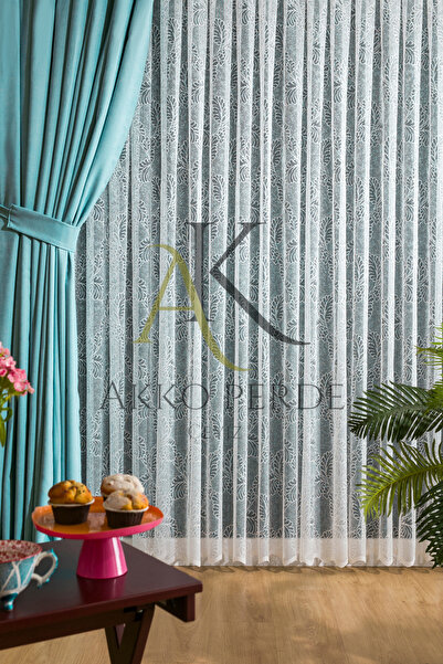Karesi READY TO USE TURQUOISE COLOR PLEATLESS EXTRAFORCED FLAT SEWING PHONE CURTAIN SINGLE WING 9199