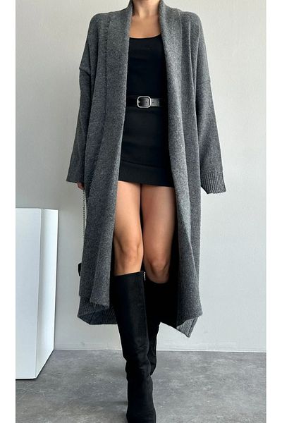 NATUFIAN STORE Women's Shawl Collar Long Knitwear Soft Textured Knitwear Cardigan