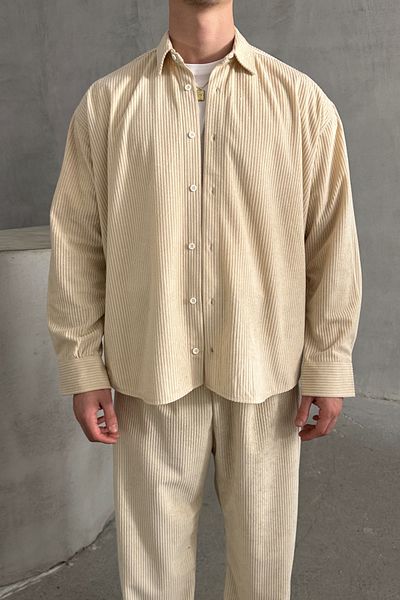 HYMAN Ανδρικό βελούδινο πουκάμισο Oversize Cut