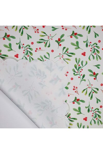 decofav Watercolor Elegant Green Leaves and Red Bud Pattern Laser Cutting Baking Cloth