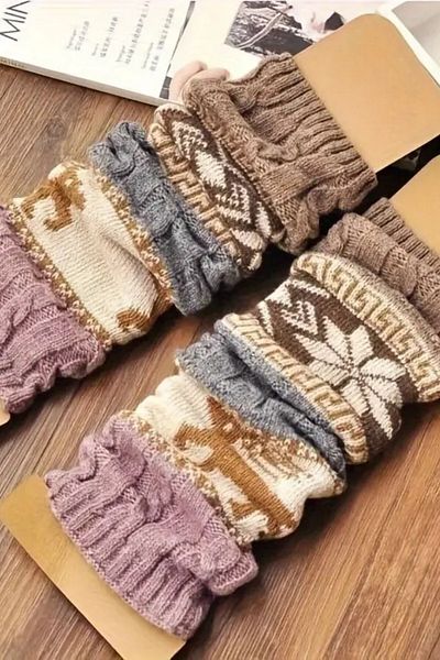 Moibody Încălzitor pentru picioare premium 100% acrilic tricotaje - Încălzitor pentru picioare cu model jacquard