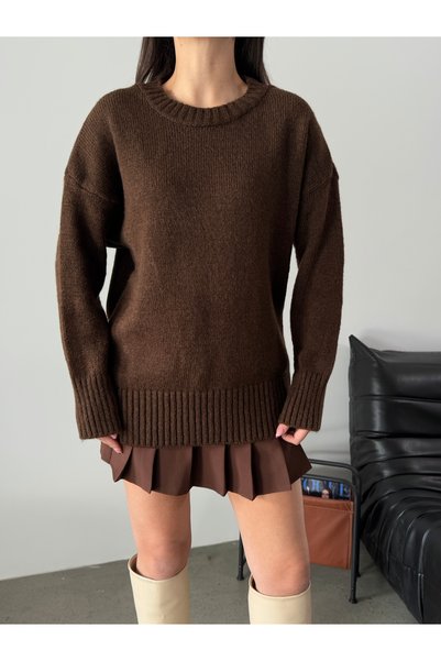 TİSHOOSTORE Tiftic Knitted Soft Textured Salaş Women's Sweater