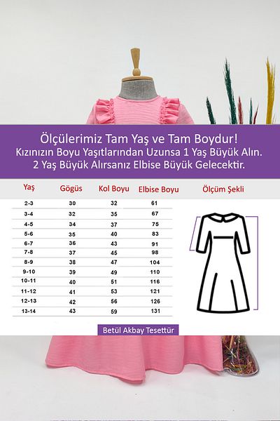 Betül Akbay Rochie de in pentru fete roz deschis - Buse Model Long Hijab