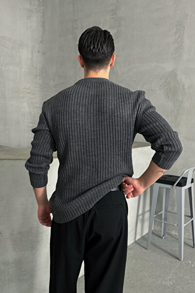 HYMAN Men's Ribbed Knitted Oversize Sweater