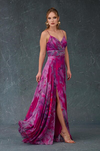 Carmen Φούξια Βραδινό Φόρεμα με λουράκι πλάτης