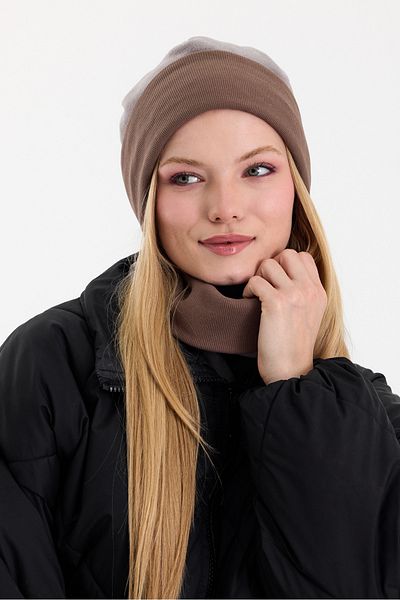 Butikgiz Hünkar Sytle, Double Color Double Layer Foldable Soft Women's Beanie Neck Collar Suit