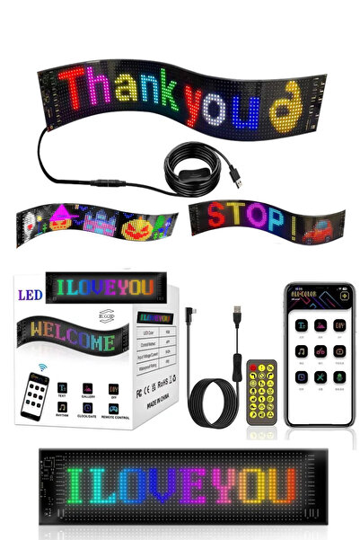 RUGGED 37 Cm Rgb Led Panel Ekran Kumandalı App Kontrollü 16x64 Otomobil Minibüs iş Yeri Cam Duvar Reflektör