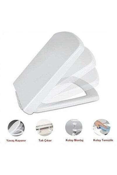 Geylani Nkp Kare Soft Close Yavaş Kapanan Amortisörlü Klozet Kapağı 0337