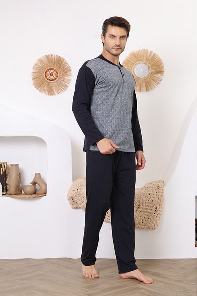 Rimoli Ανδρικό Σετ Πιτζάμες Jacquard 100% Βαμβάκι