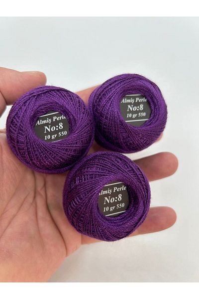 ALMİŞ Almiş Perle Etamin-Cross-Stitch 10 Thread Set (10 Gr-No:8) Purple-Lilac Shades