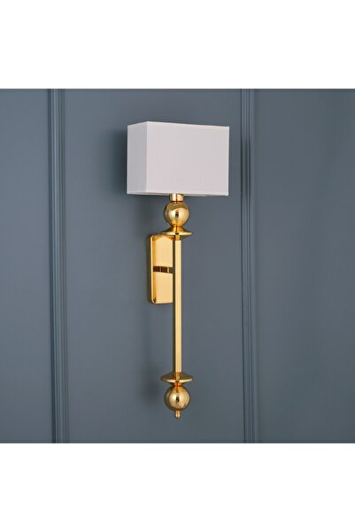 Elite Lighting Neptün Gold Rengi Aplik Kumaş Başlık Şık Pilli Duvar Apliği