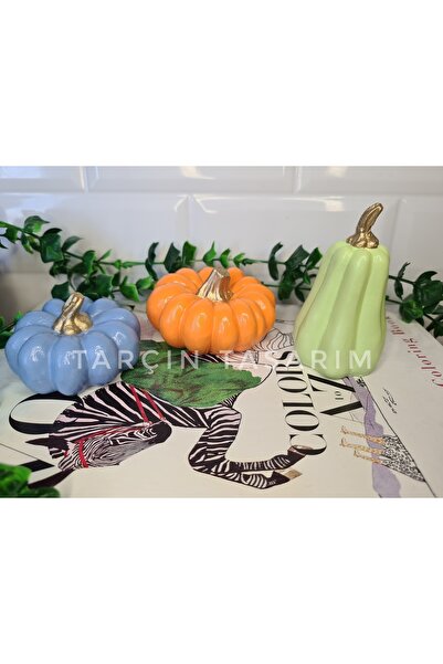 TARÇIN TASARIM 3'lü Balkabağı Dekor,Halloween,El Yapımı(HANDMADE)
