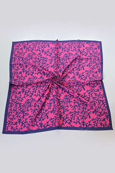 QUM İPEK وشاح كريب موس منقوش وردي