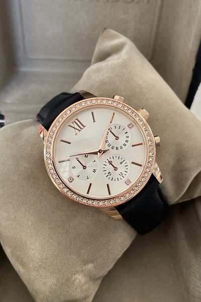 Leerybee Women's Leather Stone Quartz Wrist Watch Ns-2