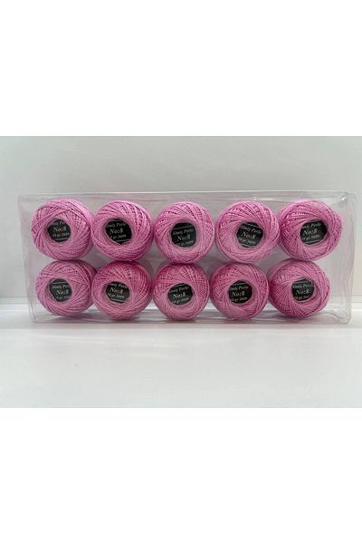 ALMİŞ Almiş Perle Etamin-Cross Stitch 10-Piece Thread Set (10 Gr-No:8) Pink Shades
