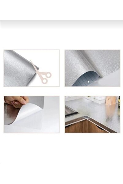 Seyax Mutfak Tezgah Üstü Kaplama, Çekmece İçi, Raf Kaplama, Kendinden yapışkanlı gümüş 10metre X 40cm
