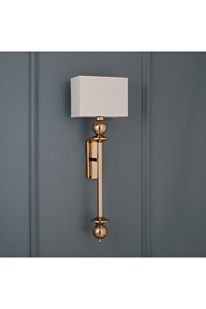 Elite Lighting Neptün Bal Sarısı Rengi Aplik Kumaş Başlık Şık Pilli Duvar Apliği