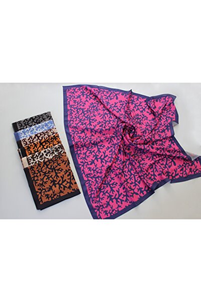 QUM İPEK Синя крепова хустка з візерунком