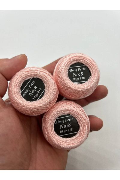 ALMİŞ Almiş Perle Etamin-Cross Stitch 10-Piece Thread Set (10 Gr-No:8) Pink Shades