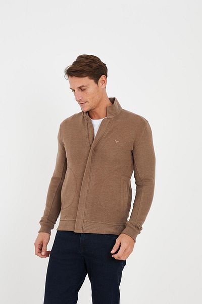 Maccali Men's Arcticflex Pocket Detailed Zippered Basic Mink Sweatshirt