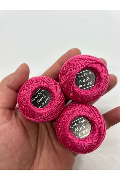 ALMİŞ Almiş Perle Etamin-Cross Stitch 10-Piece Thread Set (10 Gr-No:8) Pink Shades