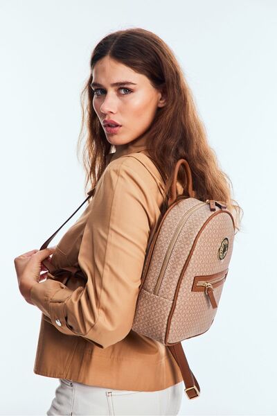 U.S. Polo Assn. Dámský batoh Us8011 Model – červeno-béžově-hnědá barva, online exkluzivně